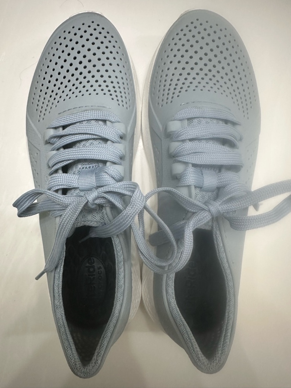 CROCS LiteRide Sneakers Light Blue Lace-Up Perforated Breathable Rubber 8M